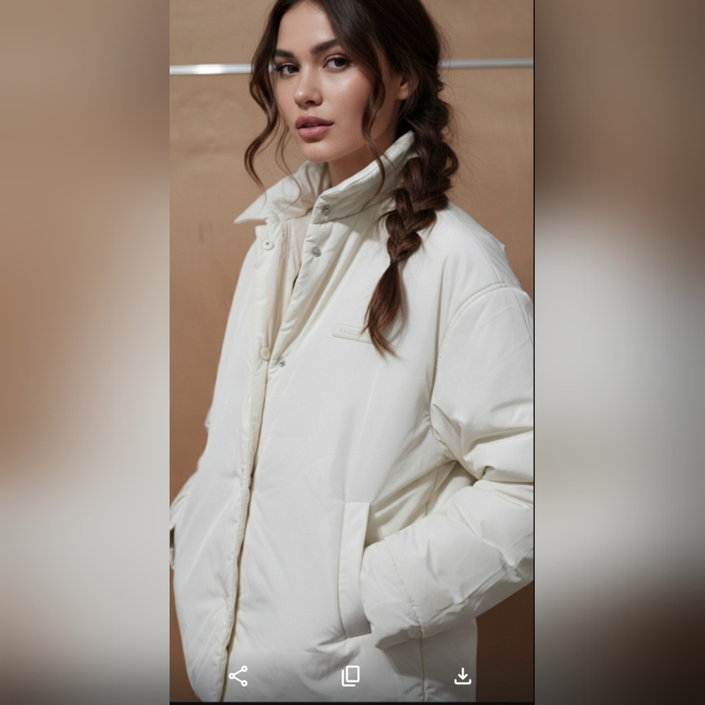 Nwdft CARBON38 Bandier Classic Coaches Jacket Oversized Puffer Coat Off White